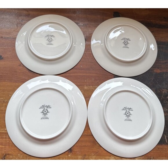 4 NORITAKE TULANE Bread / Dessert Plates White on Ivory w/ Gold Trim EXCELLENT - Picture 4 of 5